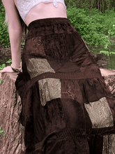Patchwork Velvet Printed Maxi Skirt